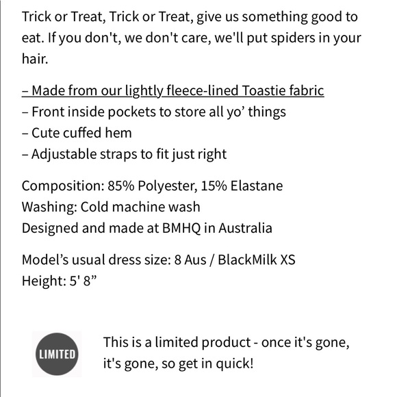 TRICK OR TREAT PUMPKIN 🎃 OVERALLS SIZE SMALL BLACKMILK - Picture 7 of 7